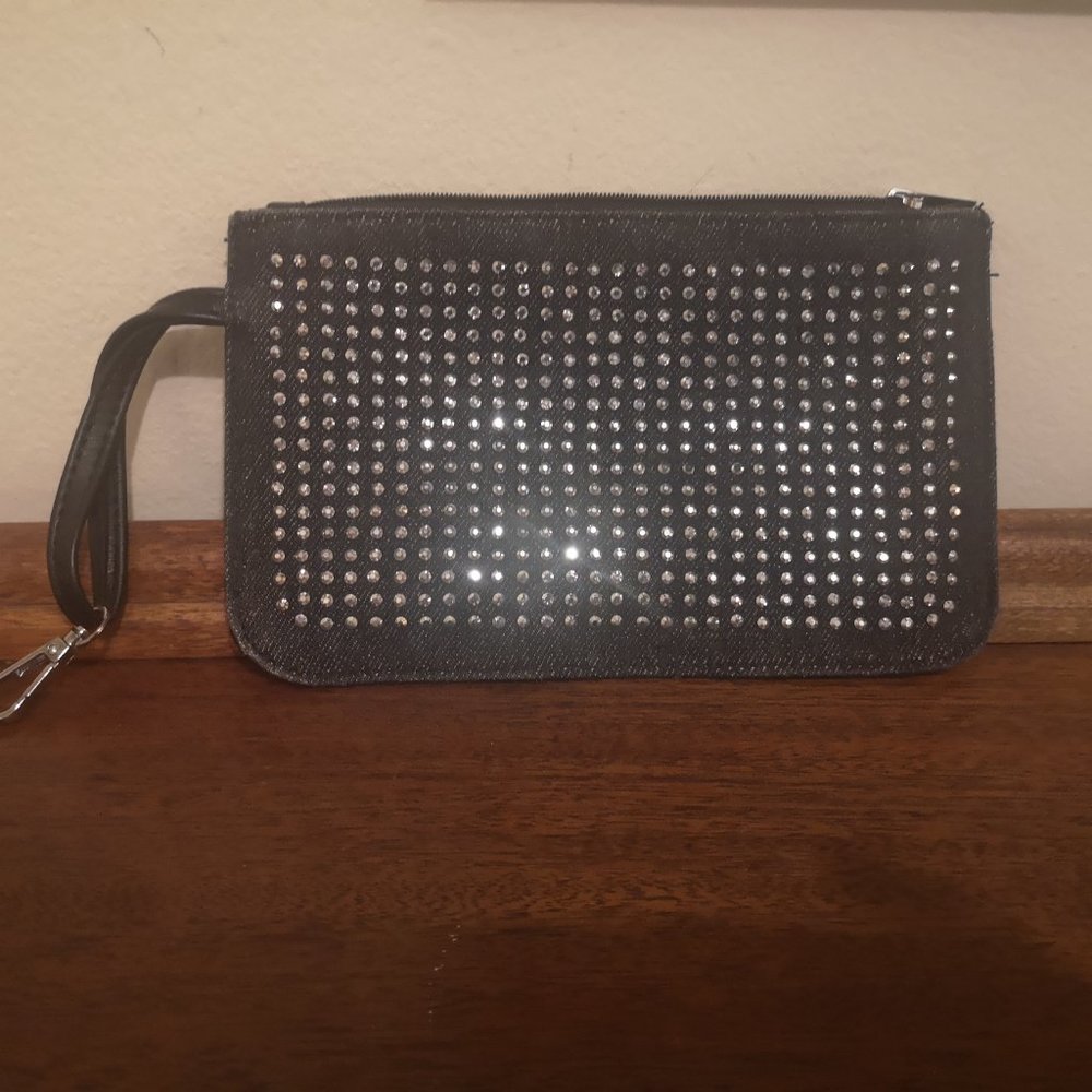 Black denim clutch